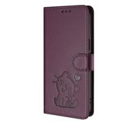Draamvol for Samsung Galaxy S26 Ultra Case with Wrist Strap Wallet Card Holder Kickstand Magnetic Closure Flip Embossed Cat Heart PU Leather Shockproof Soft TPU Bumper Cover, Purple