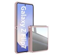 Draamvol for Samsung Galaxy Z Flip 7 Phone Case, Clear Slim TPU Bumper Shockproof Transparent Hard PC Military Grade Rugged Back Anti Drop Cover, Pink