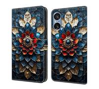 Draamvol for Sony Xperia 5 V Phone Case, Wallet Shockproof Flip PU Leather Kickstand Card Slots Magnetic Closure Notebook Folio Soft TPU Bumper for Sony Xperia 5 V Phone Case, Sapphire Bloom