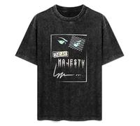Drab Majesty Summer Casual Tee Short Sleeve Crew Neck Cotton Tops Unisex Washed Vintage T-Shirt Black L