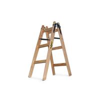 DRABEST Pro Wooden Step Ladder 3 Step - Lightweight Foldable Ladder for Home - Impregnated Pine, Zinc Reinforcements - Capacity 150 Kg - 57x95x13cm