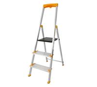 Drabest 3-Step Single-Sided Aluminum Ladder - Wide Steps & Tool Shelf