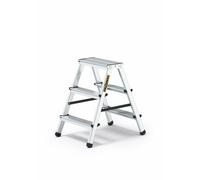 Drabest 3-Step Aluminum Double-Sided Household Ladder 125 KG Capacity - Step Ladder With Work Ladder Platform - Ladders Multi Purpose - Step Ladders 3 Step - 41 x 63 x 16 cm