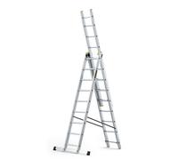 DRABEST PRO SERIES LADDERS 3 x 9 Aluminum Foldable Ladder, Press-Formed Multi-Purpose Three-Section - Load Capacity 150 KG - Aluminum Step Ladder - Folding Step - 45 x 490 cm