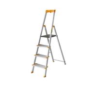 DRABEST Aluminum Folding Ladder - 4 Steps - 120 mm Wide Anti-Slip Steps - 150 kg Load Capacity
