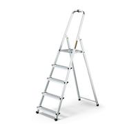 DRABEST 5 Step Ladder Folding - Aluminum Folding Ladder - Lader with Safety Rail & Work Platform - Stepladders 5 tread - Capacity 125 KG - Multi-Purpose Ladders - 45 x 168 x 12 cm