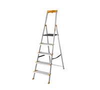 Drabest 5-Step Single-Sided Aluminum Ladder - Wide Steps & Tool Shelf