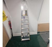 Drabest PRO SERIES LADDERS Aluminum Step ladder 7-Step Household Ladder 150 KG - Aluminum Step Ladder with Non-Slip Feet & Work Ladder Platform - Ladders Multi Purpose - 50 x 215 x 12 cm