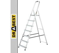 Drabest Aluminum 7-Step Household Ladder 125 KG Capacity - Step Ladder with Safety Rail & Work Ladder Platform - Ladders Multi Purpose - Step Ladders 7 Step - 50 x 215 x 12 cm
