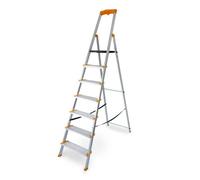 Drabest 7-Step Single-Sided Aluminum Ladder - Wide Steps & Tool Shelf