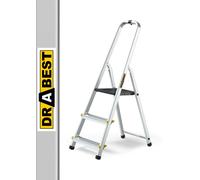 Drabest 3 Steps Aluminium Professional Ladder + Tool Tray En131