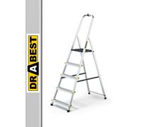 Drabest 5 Steps Aluminium Professional Ladder + Tool Tray 150Kg