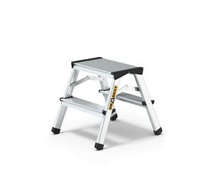 DRABEST Aluminum 2 Step Folding Ladder/Step Stool - Lightweight Silver Utility Step with 125 KG Load Capacity, Non-Slip Feet, and Compact Design for Household