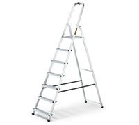 Drabest Aluminum 7-Step Household Ladder 125 KG Capacity - Step Ladder with Safety Rail & Work Ladder Platform - Ladders Multi Purpose - Step Ladders 7 Step - 50 x 215 x 12 cm