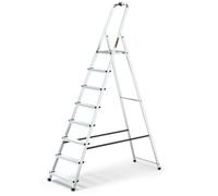 DRABEST 8 Step Ladder Folding - Aluminum Folding Ladder - Lader with Safety Rail & Work Platform - Stepladders 8 tread - Capacity 125 KG - Multi-Purpose Ladders - 52 x 237 x 12 cm