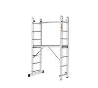 DRABEST Aluminum Scaffolding Tower 2x7 - Mini Scaffold with Work Platform 33x114 cm - Durable Sturdy & Lightweight Platform Ladder - 46x187x14cm