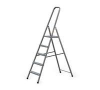 DRABEST Home Steel Ladder with Powder-Coated Finish & Platform - Step Ladder 5 Step with Platform - Foldable and Lightweight - for Home - 125 Kg - 46x173x8cm