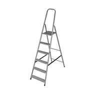 DRABEST Home Steel Ladder with Powder-Coated Finish & Platform - Step Ladder 6 Step with Platform - Lightweight Step Ladder - Foldable Ladder for Home - 125 Kg - 49x197x8cm