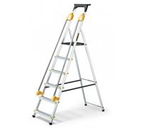 Drabest PRO SERIES LADDERS 6-Step Aluminum Household Ladder with Handrails 150 KG - - Aluminum Step Ladder - Ladders Multi Purpose - Folding Foldable Step Ladder - Aluminium Ladders - 48 x 193 x 12 cm