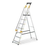 Drabest PRO SERIES LADDERS 7-Step Aluminum Household Ladder with Handrails 150 KG - - Aluminum Step Ladder - Ladders Multi Purpose - Folding Foldable Step Ladder - Aluminium Ladders - 50 x 217 x 12 cm