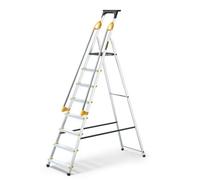DRABEST PRO SERIES 8 Step Ladder Folding - Aluminum Folding Ladder - Lader with Safety Handrails & Work Platform - Stepladders 8 tread - Capacity 150 KG - Multi-Purpose Ladders - 52x239x12cm