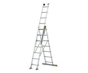 DRABEST - MAX Professional Aluminium Folding Ladder - 3 x 7 Steps - 4,41 m - Industrial - up to150 kg - 3 Section - For Building Industry - Multi-purpose - Extendable - Adjustable - Stairs Ladder