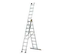 DRABEST - MAX Professional Aluminium Folding Ladder - 3 x 9 Steps - 5,3 m - Industrial - up to150 kg - 3 Section - For Building Industry - Multi-purpose - Extendable - Adjustable - Stairs Ladder