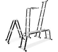 DRABEST Universal ladder articulated folding 4x3 steps + PODEST - Aluminium + steel - Maximum load 125 kg - 0.32 x 0.89 x 0.25 m