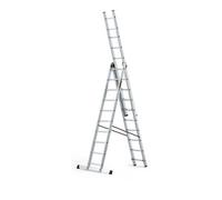 DRABEST PRO SERIES LADDERS 3 x 10 Aluminum Foldable Ladder, Press-Formed Multi-Purpose Three-Section - Load Capacity 150 KG - Aluminum Step Ladder - Folding Step - 45 x 539 x 18 cm