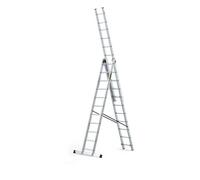 DRABEST PRO SERIES LADDERS 3 x 11 Aluminum Foldable Ladder, Press-Formed Multi-Purpose Three-Section - Load Capacity 150 KG - Aluminum Step Ladder - Folding Step - 45 x 539 x 17,5 cm