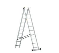 DRABEST Pro aluminum ladder - Strong and durable - Galvanized hooks - EN-131 standard - Ergonomic construction - 2-element - 2x10 rungs 150 kg load capacity - 48 x 432 x 13.5 cm
