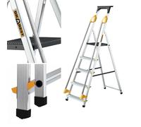 Drabest PRO SERIES LADDERS 5-Step Aluminum Household Ladder with Handrails 150 KG - - Aluminum Step Ladder - Ladders Multi Purpose - Folding Foldable Step Ladder - Aluminium Ladders - 45 x 170 x 12 cm