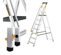 Drabest PRO SERIES LADDERS 7-Step Aluminum Household Ladder with Handrails 150 KG - - Aluminum Step Ladder - Ladders Multi Purpose - Folding Foldable Step Ladder - Aluminium Ladders - 50 x 217 x 12 cm