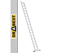 DRABEST PRO SERIES Aluminium Ladders 1x18 - Press-Formed Multi Purpose Ladder - 330lbs / 150kg - 41 x 485 x 8 cm