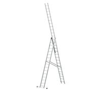 DRABEST PRO SERIES LADDERS 3 x 16 Aluminum Foldable Ladder, Press-Formed Multi-Purpose Three-Section - Load Capacity 150 KG - Aluminum Step Ladder - Folding Step - 48 x 1007 x 22 cm