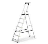 Drabest PRO Series LADDERS Aluminum Step Ladder 7-Step Household Ladder 150 KG - Aluminum Step Ladder with Non-Slip Feet & Work Ladder Platform - Ladders Multi Purpose - 50 x 215 x 12 cm