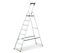 Drabest PRO Series LADDERS Aluminum Step Ladder 8-Step Household Ladder 150 KG - Aluminum Step Ladder with Non-Slip Feet & Work Ladder Platform - Ladders Multi Purpose - 52 x 237 x 12 cm