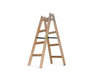 DRABEST Pro Wooden Step Ladder 4 Step - Lightweight Foldable Ladder for Home - Impregnated Pine, Zinc Reinforcements - Capacity 150 Kg - 49x124x13cm