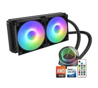 Dracaena 240mm AIO CPU Cooler, 240mm Radiator, 2x120mm ARGB PWM Fans,Color Change Remote,Leakproof Technology,High Flow Pump,ARGB Liquid Cooling System,AMD AM5/AM4-Intel LGA 1700/1200/, Black