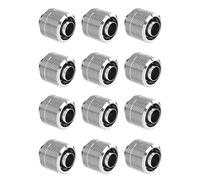 dracaena.io 12 pack G1/4" thread to 3/8" ID, 1/2" OD Compression Fitting for Soft Tubing, Soft Tube Connectors for Computer Water Cooling System, Silver