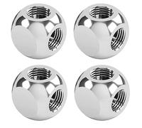 Dracaena.io 4 Pack G1/4" Thread, 3-Way Ball Fitting Extender or Connector for The Computer Water Cooling System, Durable Brass/Copper Material, Silver