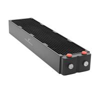 dracaena.io 480mm Copper PC Radiator for Custom Water Cooling Loop, 64mm Thick, 4x120mm Fan Mount, 4 G1/4 Thread Ports, Liquid Cooling Radiator, Black