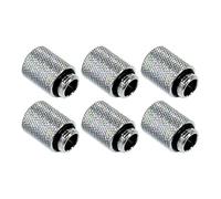 dracaena.io 6 Pack G1/4" 20mm Height Male to Female Extender Fittings, Brass Compression Fittings with O Rings for PC Liquid Cooling Loop, Water Cooling Tube Connectors, Silver