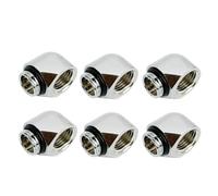 Dracaena.io 6 Pack G1/4" Male to Female 90° Angle Elbow Fittings, Brass Water Cooling Connector Adapter for PC Computer Liquid Cooling Loop, Durable Leak Proof Extender Fitting, Silver