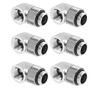 Dracaena.io 6 Pack G1/4" Thread Male to Female Extender Fitting, 90° Rotary Fitting Adapter Connector for Computer Water Cooling System, Silver
