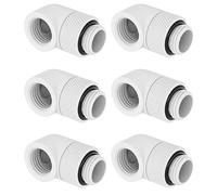 Dracaena.io 6 Pack G1/4" Thread Male to Female Extender Fitting, 90° Rotary Fitting Adapter Connector for Computer Water Cooling System, White