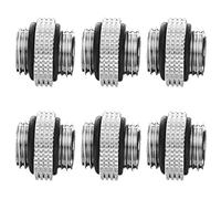 Dracaena.io 6 Pack G1/4" Thread, Male to Male Mini Extender Fitting with Tighten O-Ring, Copper Compression Fitting for Computer Water Cooling System, Silver