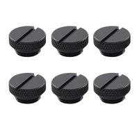 dracaena.io 6 Pack G1/4" Thread, Thin Water Stop Plug Fitting with Coin Slot for Computer Water Cooling System, Durable Brass/Copper Material, Black