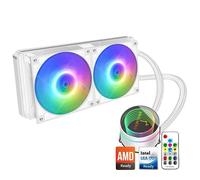 Dracaena.io AIO CPU Cooler, Color Change Remote, 240mm Radiator, ARGB PWM Fans Quiet Less Than 27DBA, Compatible with AMD AM5/AM4-Intel LGA 1700/1200/115X, Leakproof Technology, High Flow Pump, White