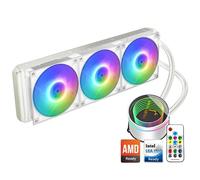 Dracaena.io AIO CPU Cooler, Color Change Remote, 360mm Radiator, ARGB PWM Fans Quiet Less Than 27DBA, Compatible with AMD AM5/AM4-Intel LGA 1700/1200/115X, Leakproof Technology, High Flow Pump, White